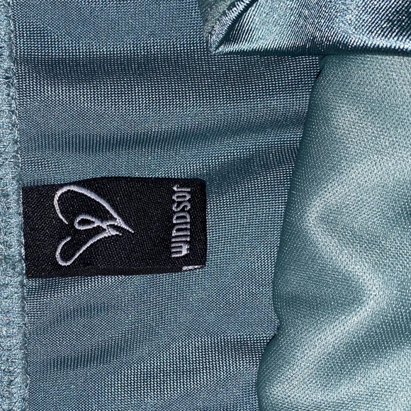 CELESTIAL BLUE SATIN HIGH SLIT PROM/FORMAL DRESS - Picture 3 of 4